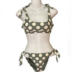 Jade Green and White Polka Dot Swimsuit - Bikini Women's Size Small